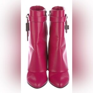 Givenchy Hot Pink Leather Mid-Calf Boot with Padlock Accent